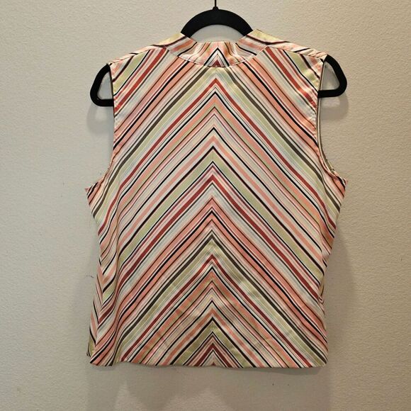 Talbots Silk Striped V-Neck Top Size 14 - Picture 3 of 3